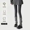 Leggings de cintura alta para mujer con finas rayas verticales, forrados de felpa y engrosados para otoño e invierno, mallas de compresión grises para usar como prenda exterior