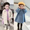 Abrigo de invierno para niños estilo coreano 2026, de longitud media a larga, para niñas, acolchado y engrosado, abrigo de lana de doble botonadura, al por mayor