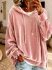 2026 Roupas Femininas Europeias e Americanas Site Independente da Amazon Moletom com Capuz de Veludo e Cordão Casual Solto Manga Longa Top Jaqueta