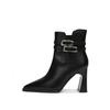 Y31265 Botas Curtas De Couro Salto Grosso Cinto Fivela Zíper Lateral Outono E Inverno Novas Botas Ankle Boots Pontiagudo Elegante Royal Sister