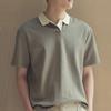 2022 verão manga curta camisa polo masculino moda estilo coreano estilo solto meia manga malha top masculino moda lapela t-shirt