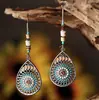 Estilo Étnico Bohemio Moda Personalidad Joyería Hueca Forma de Gota Aleación Gota de Aceite Pendientes Largos Pendientes