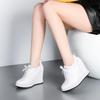 Novos Sapatos Femininos de Estilo Nicho com Aumento Oculto de Altura e Efeito Emagrecedor, Sapatos de Salto Baixo Profundos, Primavera 2026, Bico Redondo, Sola Grossa, Cadarço, Sapatos Casuais de Couro