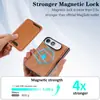 Adecuado para iPhone Duo: Funda de teléfono magnética 2 en 1 con ranuras para tarjetas, carga inalámbrica MagSafe y cubierta protectora de cuero