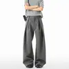 Pantalones plisados tridimensionales estilo americano con silueta en A para hombres y mujeres, adecuados para ir al trabajo y uso casual, pantalones de pierna ancha de alta gama que estilizan, modernos