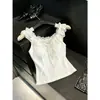 2026 Novo Top Tubinho de Renda Patchwork Decote Ombro a Ombro com Manga Curta e Design Ajuste na Cintura, Top Estilo Pura Desejo Justo na Cor Branca