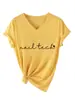 Técnico de uñas Tienda independiente de Amazon Wish camiseta sencilla y cómoda de mujer con cuello en V y manga corta, adecuada para usar en capas, para exportación y ventas transfronterizas