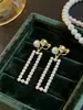 Clip para la oreja sin agujero para la oreja para mujer, aretes retro con borla, aretes de perlas de alto sentido, clip para la oreja de temperamento de lujo ligero al por mayor