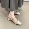 Sandalias Chuyuji de tacón grueso con puntera cerrada y lazo estilo francés, nuevos zapatos de moda para mujer primavera/verano, estilo commuter, de camelia, para combinar con faldas