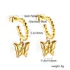 Comercio Exterior Transfronterizo Joyería Bolas de Acero Aro en Forma de C con Diseño de Mariposa Pendientes de Diseño de Nicho Pendientes de Acero Inoxidable Chapados en Oro de 18 Quilates