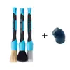 Set de 4 Piezas de Cepillos para Detallado de Autos, Cepillos Suaves para Detalle de Autos para Interior y Exterior del Coche, Salidas de Aire, Tablero, Ruedas, Llantas y Grietas, Herramientas de Limpieza con Mango Curvo Ergonómico