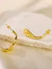 Brincos de aço inoxidável simples e doces com personalidade retrô francesa, brincos geométricos em forma de C, acessórios para venda por atacado