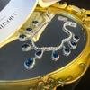 Pavão tela aberta azul colar de diamante gota de água de vidro de alta qualidade cadeia de clavícula Novo chinês elegante das mulheres cheongsam retro