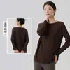 Blusa de Ropa de Yoga de Manga Larga Suelta y Transpirable para Mujer con Dobladillo con Abertura, Camiseta Versátil de Dos Usos, Top de Yoga Fitness con Aspecto Adelgazante