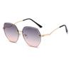 Nuevas gafas de sol sin marco para hombres y mujeres, gafas de sol de metal de gran tamaño con forma de polígono, pequeñas gafas de sol rojas transfronterizas de Europa y América.