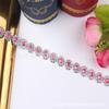 Corrente de Strass Galvanizada de Linha Única em Estoque Yiwu, Corrente de Strass Colorida, Acessório para Roupa Corrente Galvanizada Flor de Ameixa de Plástico com Strass
