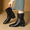 Botines estilo Melard para mujer, nueva colección otoño/invierno, con cremallera trasera, ajuste ceñido, versátiles, cómodos, puntera cuadrada y tacón grueso, estilo botín Chelsea