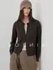 Otoño 2026 Nuevo Estilo Mujer Top Holgado de Manga Larga en Color de Contraste Cárdigan de Punto de Lana de Oveja