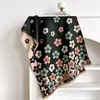 Novo Estilo Blocos de Cor Costurados Flor Simples Lenço Outono e Inverno Longo Versátil Xale Manto Estilo Coreano Literário Lenço Quente
