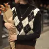 Chaleco de punto de rombos holgado estilo universitario, chaleco para superponer para mujer, primavera y otoño, nuevo, retro francés, cuello en V, estilo perezoso