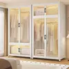 Guarda-Roupa de Aço Estilo Moderno para Armazenamento no Quarto, Guarda-Roupa de Chão para Apartamento de Aluguel Infantil, Cabideiro de Armazenamento à Prova de Poeira para Adultos