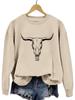 Amazon trendy eBay top holgado divertido estampado cabeza de vaca nuevo cuello redondo manga larga camisa jersey