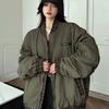 Jaqueta piloto verde exército retrô americana, casaco acolchoado de algodão, feminino, inverno, grosso, quente, solto, uniforme de beisebol para todos os jogos