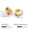 Brincos de Aço Inoxidável Cruzados Corrente Moderna Personalizada Quadrado Geométrico Incrustado Zircônia Banhado a Ouro 18K À Prova d'Água Cor Duradoura Brinco