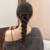 Goma para el cabello de alta gama con borde plisado estilo coreano, Cuerda para el cabello negra minimalista francesa para moño bajo