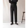 Calça de Terno Masculina Casual de Cintura Alta para Primavera e Verão, Estilo Business com Fivela Paris, Calça Versátil de Corte Reto, Efeito de Caimento Nápoles, Calça Social Sem Amassar