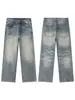 Ropa para Hombre Muqiu 2026 Otoño Nuevo Jeans de Mezclilla Lavada Cleanfit para Hombre, Talla Grande, Pantalones Largos con Efecto Ojo de Gato Desgastado
