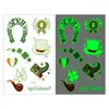 Fuente Transfronteriza Sombrero Verde Luminoso Cara de Trébol Día Irlandés Calcomanía Calcomanía de Tatuaje Día de San Patricio