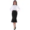 Falda Negra de Cola de Pescado para Comercio Exterior, de Cintura Alta, Ajustada, Falda Midi Elegante y Sexy Adelgazante para el Trabajo y Eventos Nocturnos