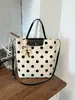 Bolsa de Lona Retro de Lunares Bloques de Color de Nicho Coreano para Mujer Verano 2026 Nueva Bolsa Grande de Hombro Cruzada
