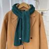 Bufanda Larga de Lana de Estilo Coreano de Moda para Otoño e Invierno, Versátil, Artística, Retro, de Color Sólido, Tejida a Crochet, Cálida para Mujer