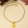 Nuevo Colgante Retro Estilo Chino Dios de la Riqueza Amarillo Collar Tejido Chapado en Oro Colgante de Cinco Vías del Dios de la Riqueza Collar de Bricolaje Venta al por Mayor