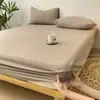 Protetor de Colchão de Algodão Lavado Classe A, Peça Única, Cor Sólida, Antiderrapante, Adequado para Dormir Nu, Lençol de Cama com Cobertura Total