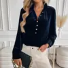 Camisa de Terciopelo Elegante con Cuello en V, Transfronteriza Europea y Americana, Otoño e Invierno 2025, Camisa de Color Puro de Alta Gama Más Vendida en Amazon para Mujer