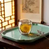 Taza de Vidrio Transparente Engrosada con Forma de Huevo, Taza de Té de Flores Doble Pared Aislada Anti-quemaduras, Vaso de Agua de Vidrio Hueco de Doble Pared Resistente a Altas Temperaturas