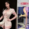 Yuri Ropa Interior Sexy Malla Transparente Transparente Escote en V Profundo Abertura Ribete de Encaje Vestido Uniforme de Enfermera Deseo Puro Tentación
