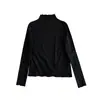 Camiseta Interna Gola Alta Meia Manga Feminina Manga Longa Outono Inverno 2025 Novo Estilo Slim Fit Veludo Camisa Base Top Moda