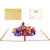 Cartão de Aniversário Estéreo 3D com Música, Luzes, Fogos de Artifício, Design de Bolo, Escultura Criativa de Papel Dobrado, Cartão de Presente para Professores
