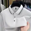 Camisa Polo de Manga Larga 100% Algodón Puro para Hombre, Nuevo Estilo Otoño, Camiseta de Color Sólido de Alta Gama para Negocios Casual con Cuello, Ropa para Papá