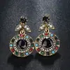 2018 Nuevos Pendientes Bohemios Coloridos de Piedras Preciosas Oro Antiguo Exquisitos Incrustados de Diamantes para Damas Celebridades deseo Explosiones