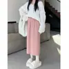 Saia preta dividida feminina outono e inverno nova veludo cotelê elegante cintura alta saia emagrecedora all-match linha A saia de comprimento médio