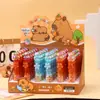 Goma de borrar luminosa de capibara de dibujos animados, goma de borrar giratoria con forma de labial lindo, buen regalo para estudiantes de primaria, papelería
