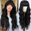 2025 Europa y Estados Unidos peluca nueva flequillo prolijo onda grande cabello largo rizado fibra química tocado Onda grande en stock generación de cabello