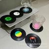 Venda quente transfronteiriça Rodada Antiderrapante Máquina de silicone Record Coaster Retro Vinil CD Mat Placa Tapete de isolamento térmico Six Pieces Pack