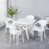 Juego de Mesa y Sillas de Plástico para Puesto de Comida, Puesto de Barbacoa al Aire Libre, Mesa Redonda para Antojos Nocturnos, Silla con Respaldo, Mesa y Sillas Sencillas e Informales para Playa