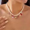 Collar Navideño Europeo y Americano Más Vendido Galleta Navideña Muñeco de Nieve Árbol de Navidad Caramelo Colgante Collar de Perlas Regalo